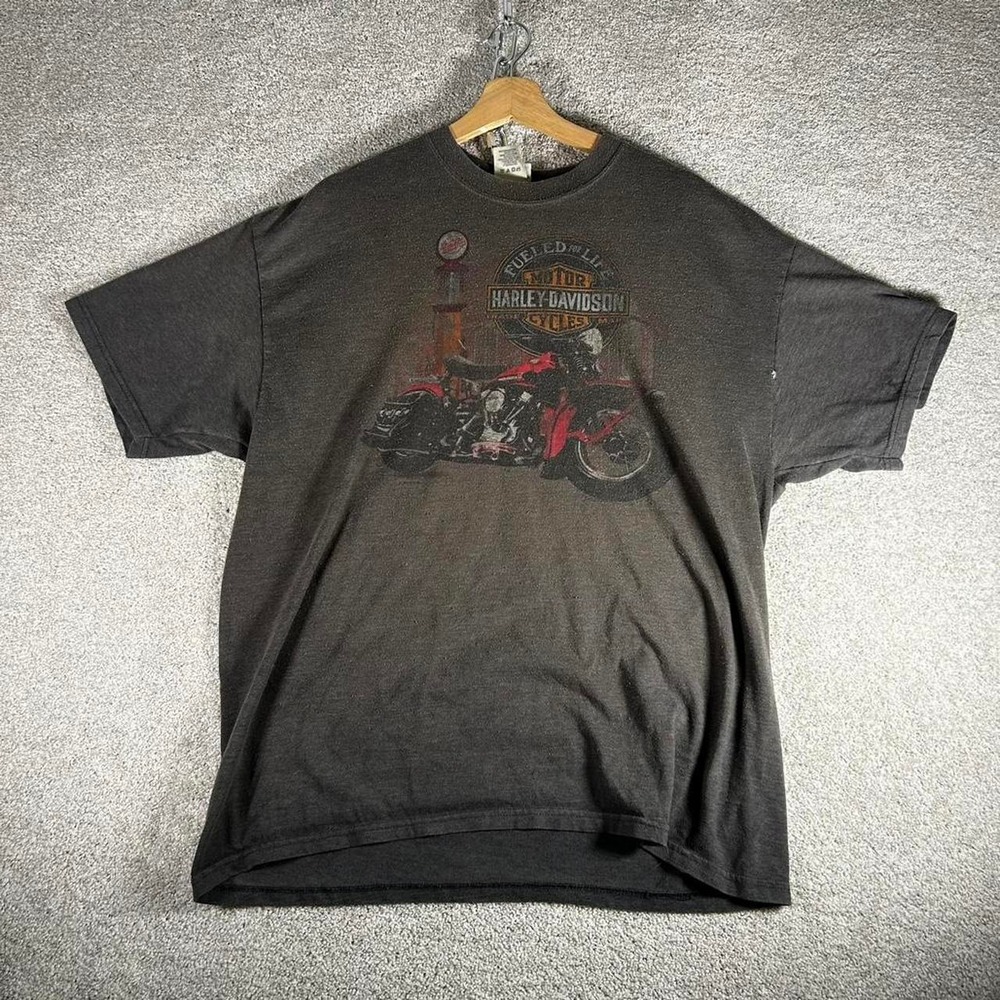 Y2K Harley Davidson grey faded distressed biker graphic t-shirt Size XL